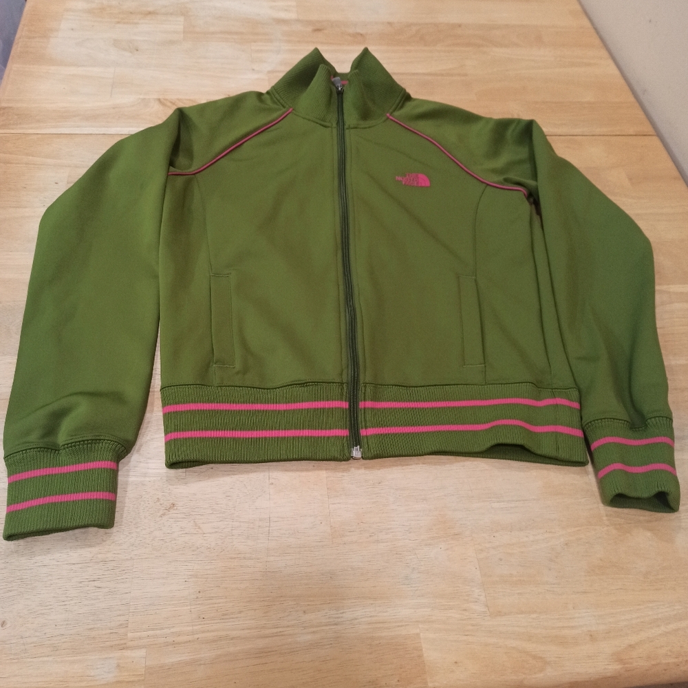 The North Face Girls M A5 SeriesOlive Green w Pink AccentsWarm-Up Jacket